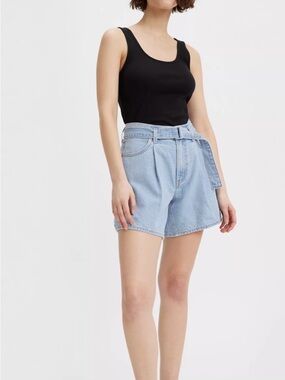 Levi's Light Blue Denim Shorts with Self-Tie Belt